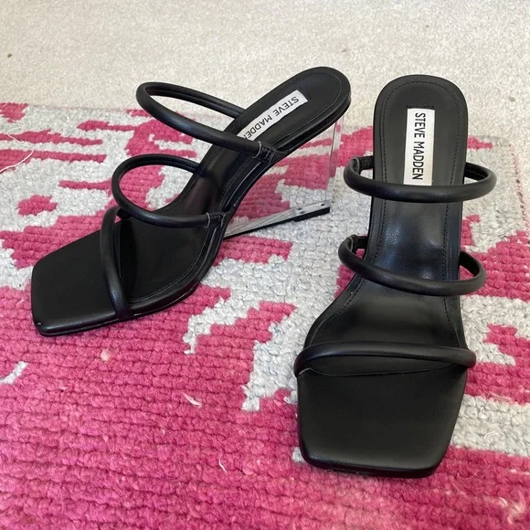 STEVE MADDEN | LUNETTE STRAPPY CLEAR WEDGE - Picture 3 of 7